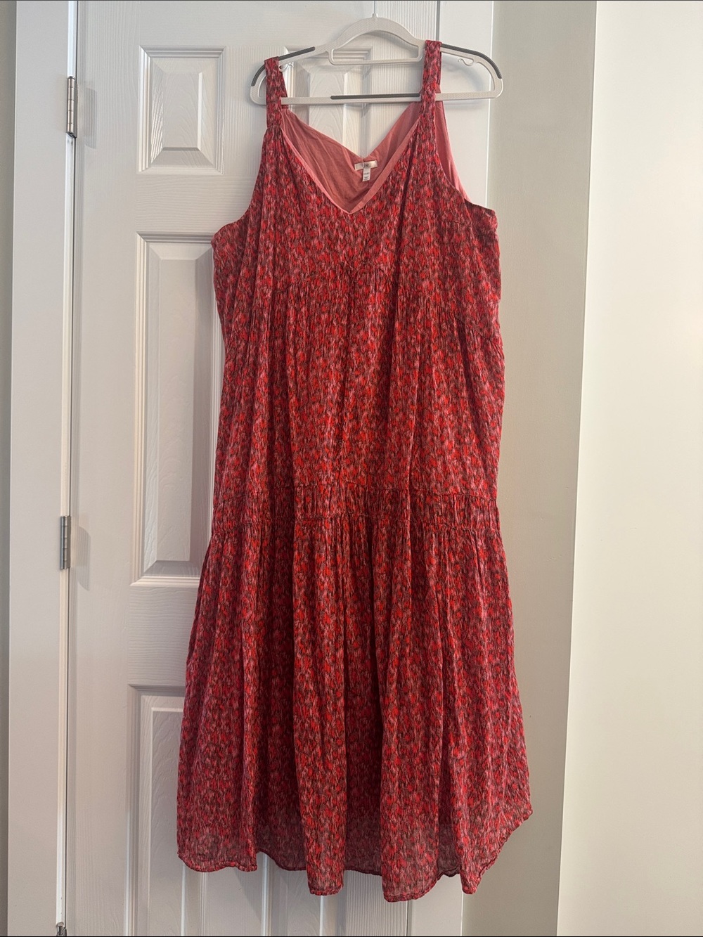 Joie Red Printed Maxi Dress with Braided Straps